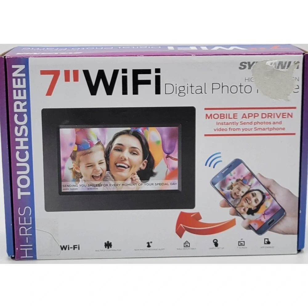 NIB SYLVANIA  WiFi 7 inch Digital Photo Picture Frame Black SDPF7904-DG